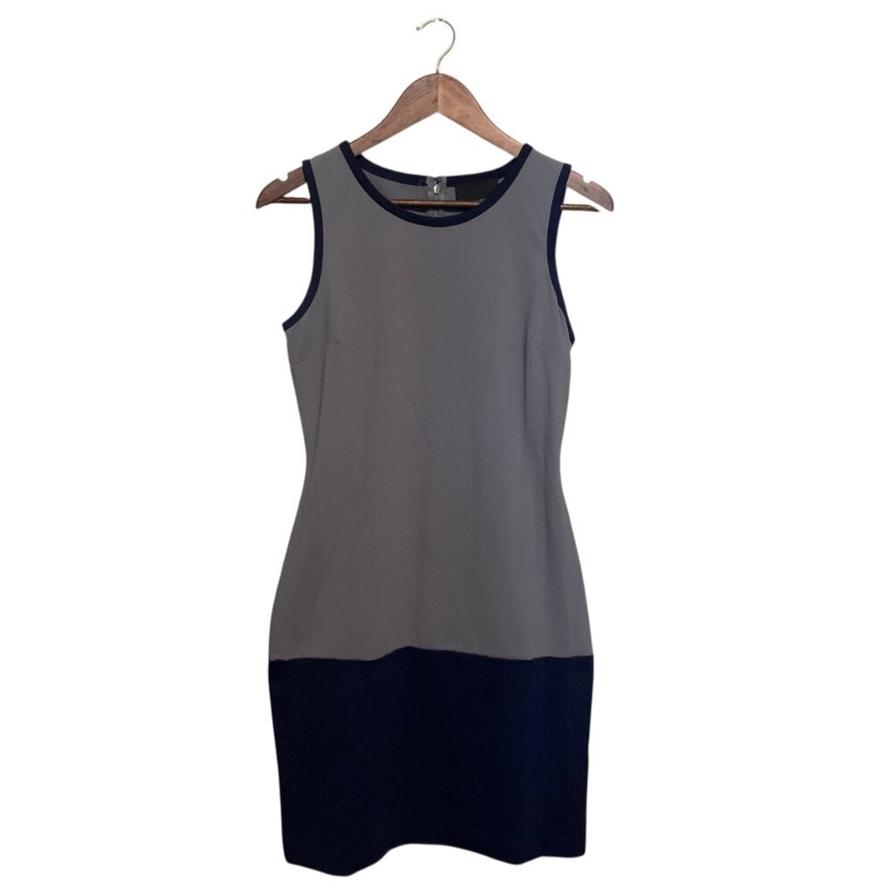 Cynthia‎ Rowley Dress Black Gray Sleeveless Sheath Sz M Office Vixen Bodycon Y2K